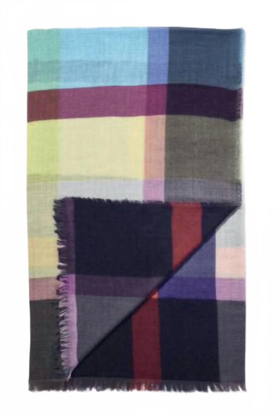 NEW EPICE square cashmere wool and silk scarf in slate
